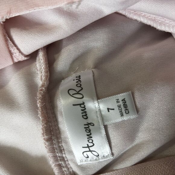 Honey and Rosie Womens 7 Pink Textured Dots Dress Long Sleeve Keyhole Neck Lined - Picture 5 of 9